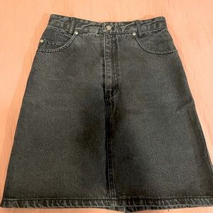 Vintage High Waisted Black Denim Pencil Skirt